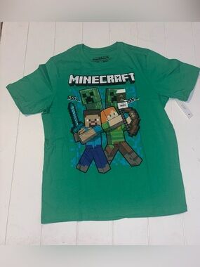 Minecraft Kids' Green Short Sleeve Tee Shirt Boys XL (14/16)